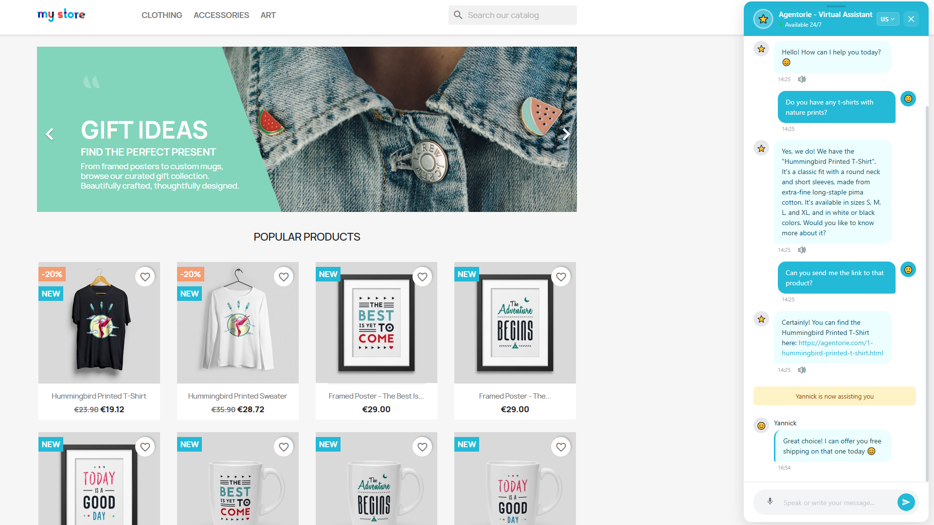 Plugin livechat ia PrestaShop, avec recommandations de produits et reprise humaine de la conversation