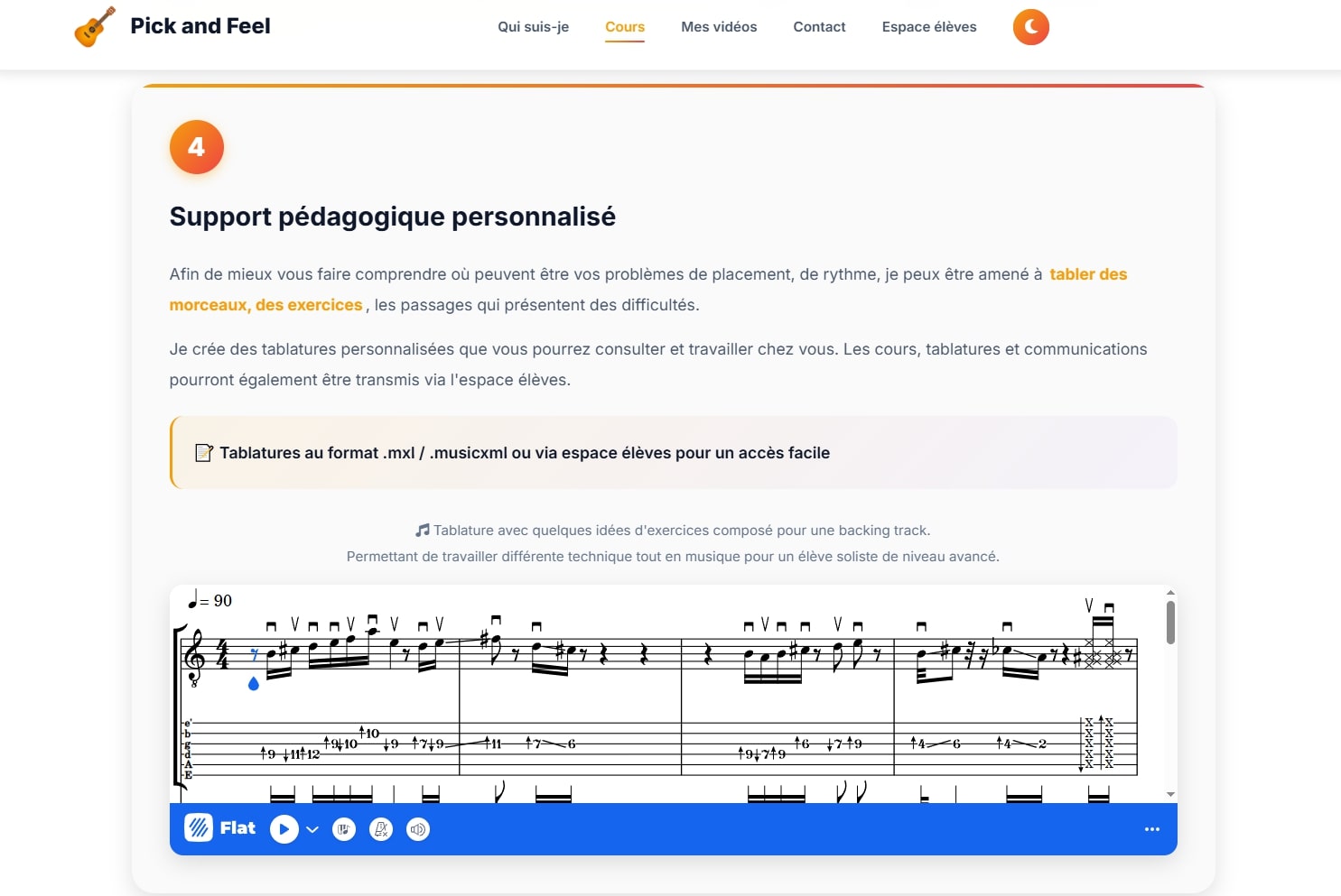 Site Pick and Feel - Cours de guitare