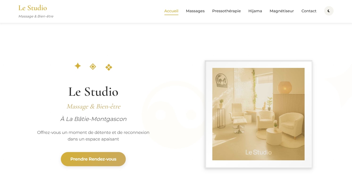 Site Le Studio Massage avec assistant IA